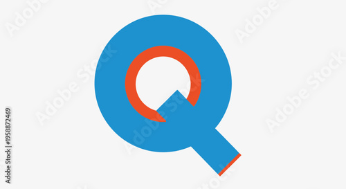 Large blue and orange magnifying glass.