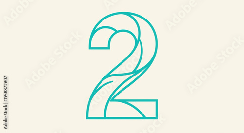 Large Teal Number Two Symbol.