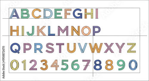 Multicolored Alphabet Letters and Numbers 2.