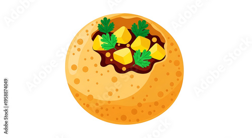 A vector graphic illustration of a delicious flatbread topped with cheese and herbs