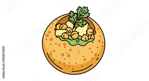 A colorful illustration of a delicious open-faced sandwich with melted cheese and fresh herbs