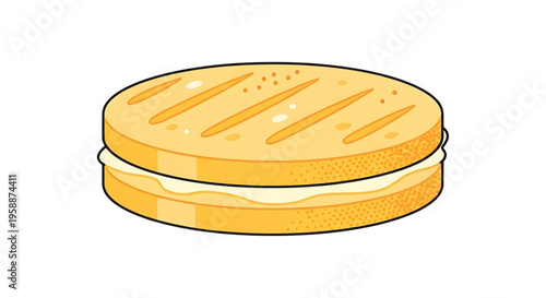 A vector graphic illustration of a grilled cheese sandwich on a white background