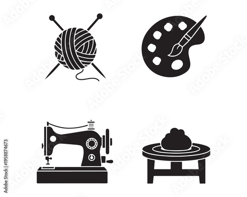 Creative hobbies and crafts icons