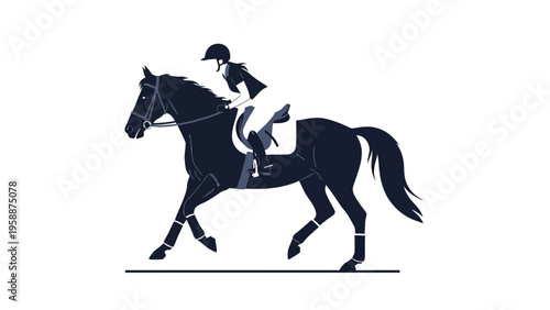 Dynamic vector illustration of an equestrian rider on a horse, showcasing the elegance and athletic grace of horseback riding sports and outdoor activities