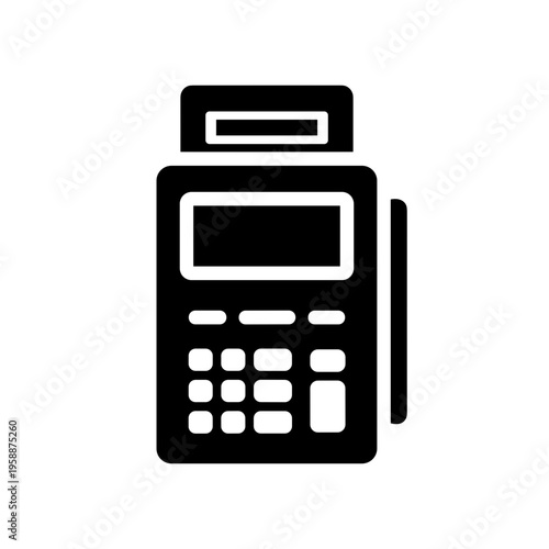 Black and white payment terminal machine.