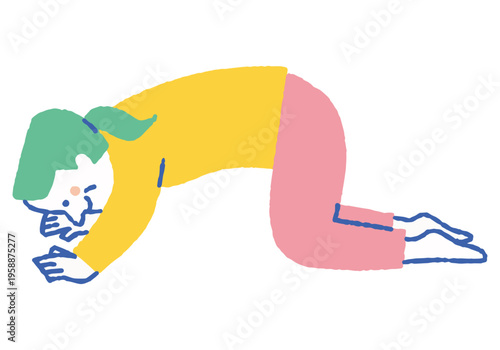 An elderly woman stretching indoors_Color