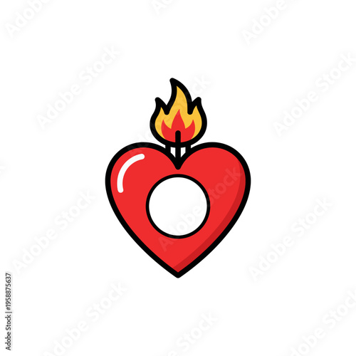 semi-flat vector of sacred heart with eucharist host