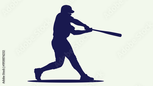 Silhouette of a baseball player swinging a bat during a game, captured in a dynamic illustration