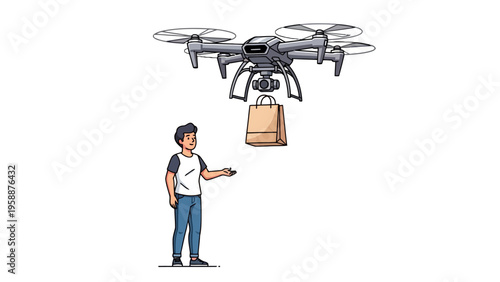 Man with delivery drone.