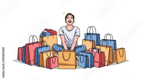 Man with shopping bags.