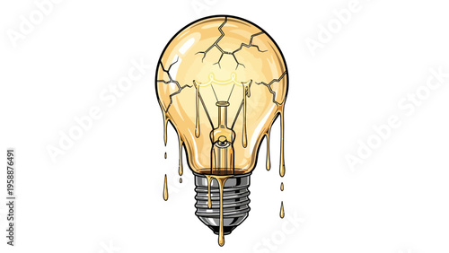 Melted Light Bulb Icon.