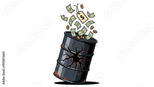 Money from Oil Barrel.