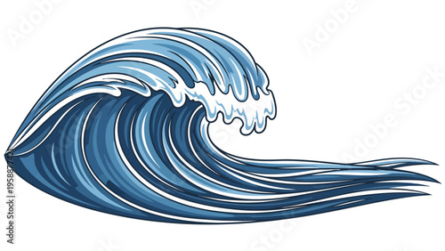 Large Blue Ocean Wave.