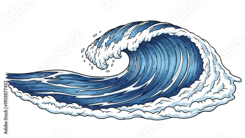 Large Blue Ocean Wave.