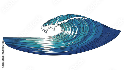 Large Blue Ocean Wave.