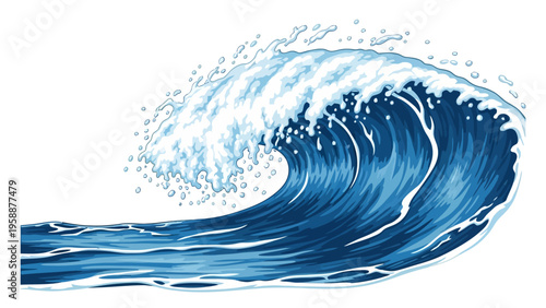 Large Blue Ocean Wave.