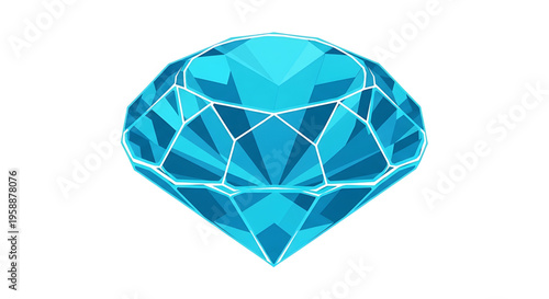 A vibrant blue diamond icon with a faceted cut and a modern design style