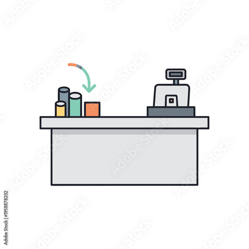 Cash register on a counter top.