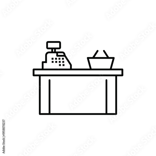 Checkout Counter with Cash Register.