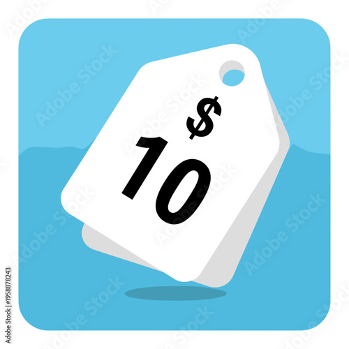 Discount price tag with dollar sign.