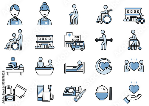 介護福祉アイコン11　Care and Welfare icons