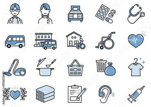 介護福祉アイコン12　Care and Welfare icons