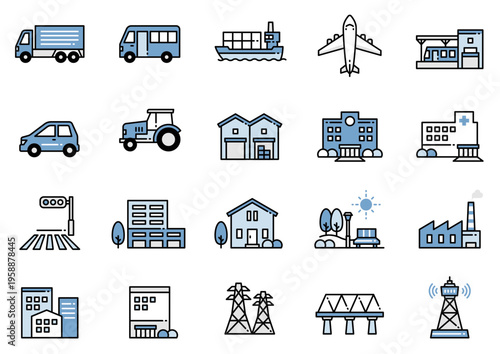 スマートシティアイコン07　Smart city icons