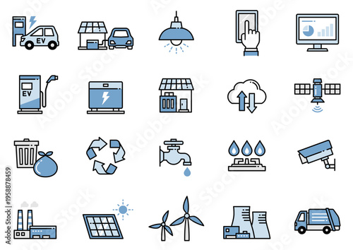 スマートシティアイコン08　Smart city icons