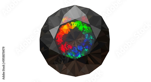 A vibrant, colorful opal gemstone icon with a modern, minimalist design