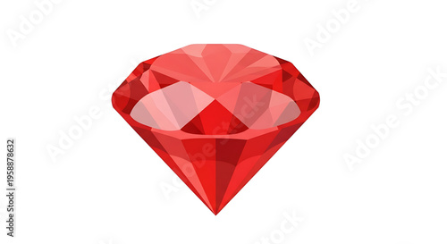 A vibrant red diamond icon with a faceted cut on a white background