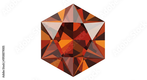 A vibrant, faceted gemstone icon in shades of orange and brown, set against a clean white background.