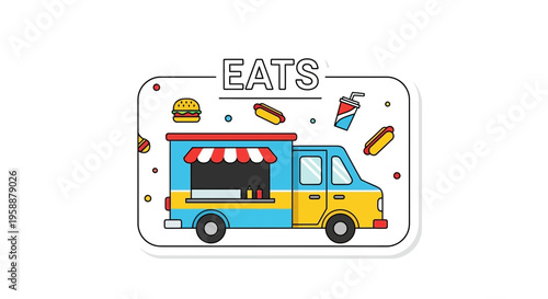 Colorful Cartoon Food Truck.