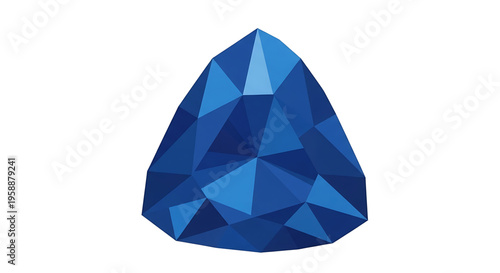 A blue gemstone vector graphic with a faceted surface and teardrop shape