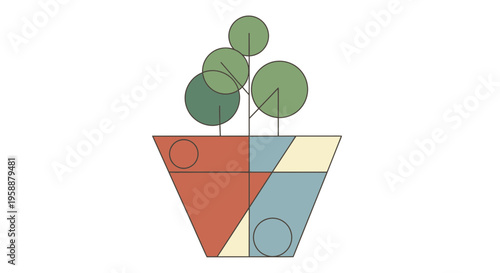 Geometric Plant Illustration Design.