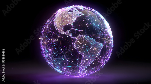 Global Digital Network: A glowing globe, interwoven with networks of light, represents the interconnectedness of our digital world.