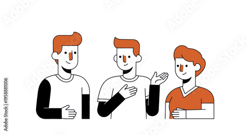 Three men engaging in a lively conversation, sharing ideas and opinions.