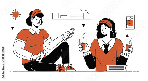 Two women enjoying drinks and conversation in a relaxed setting.