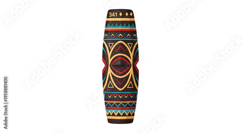 A colorful, patterned skateboard with a unique design, set against a clean white background, perfect for graphic design or advertising use.