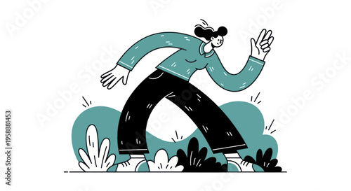 Woman Walking Outdoors with Determination and Purpose.