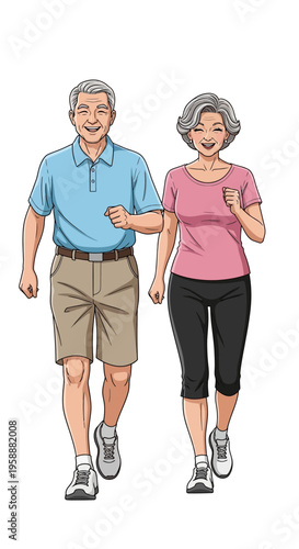 Active Senior Couple Enjoying A Brisk Walk Together Outdoors