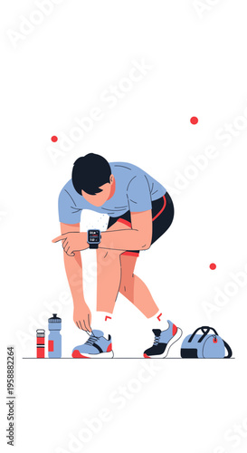 Active Man Prepares For His Daily Workout Session