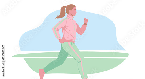 Active Woman Jogging Outdoors In Athletic Apparel