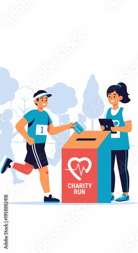 Active Participation In Charity Run Event By Young Adults For Good Cause