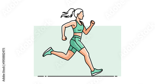 Active Woman Running Motion Graphic Dynamic Pose Fitness Lifestyle