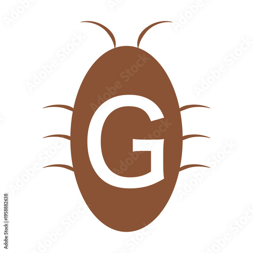 ゴキブリのデフォルメアイコンイラスト、Gの文字入り、茶色