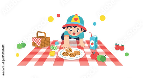 Adorable Baby Crawling Towards Cookies At A Cheerful Picnic
