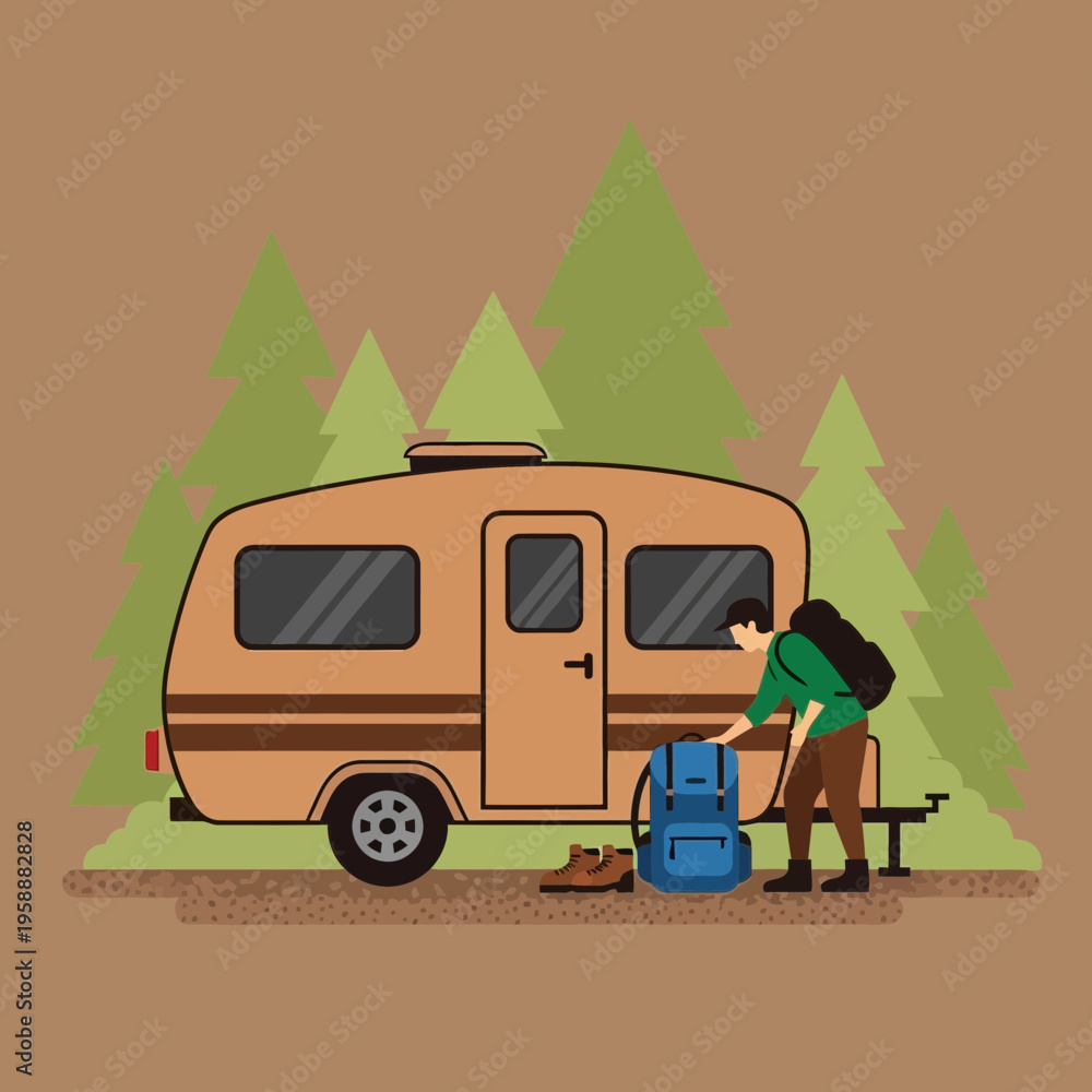 Obraz premium Adventure Awaits With This Charming Campervan Scene