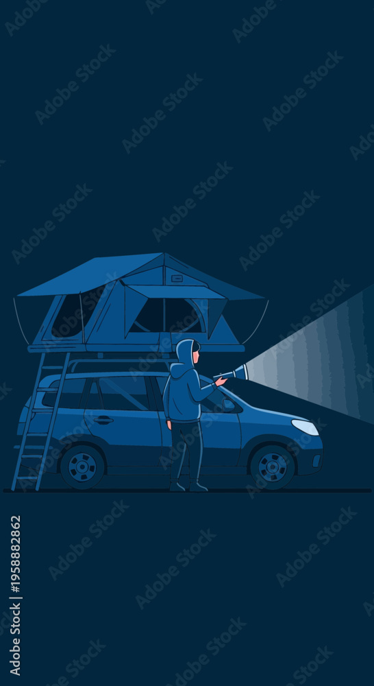 Obraz premium Adventure Begins With Rooftop Tent Camping Getaway