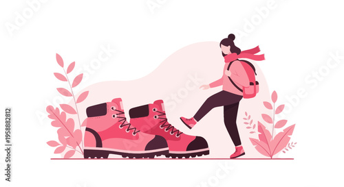 Adventure Awaits With Hiking Boots And A Seasoned Traveler