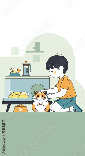 Adorable Hamster Interaction With Caring Child Indoor Playtime